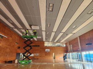 Gym divider curtain install